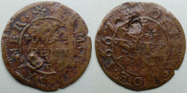 Pershore, Samuell Palmer 1667 halfpenny